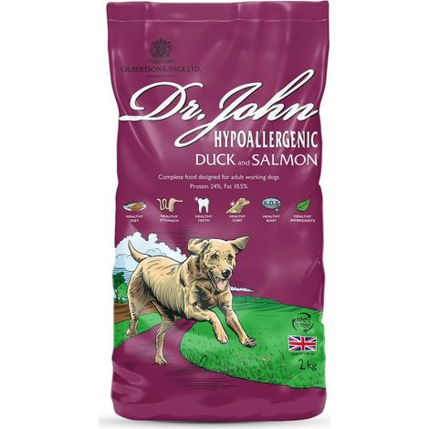 Croquettes hypoallergéniques Dr John au canard et au saumon, sans poulet, 2 kg (1/3)