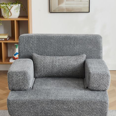 Canapé-Lit lit pliant Couchage d'Appoint canapé modulaire revêtement en chenille cadre en fer assise réglable format une place (1/5)