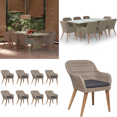 9-tlg. Garten-Essgruppe Poly Rattan Braun - Gartenmöbel - Terrassenmöbel (1/5)