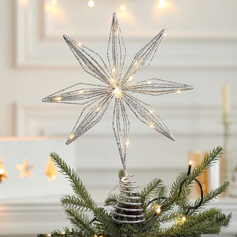 Étoile Pour Sommet De Sapin De Noël - Alimentée Par Piles - Décoration Festive Pour Intérieur - 34 X 25 X 3 Cm - 1 Pièce (1/5)