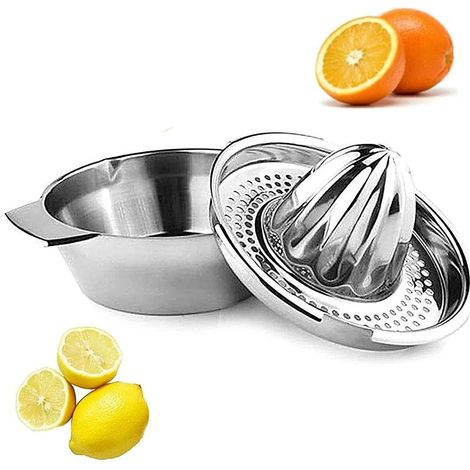 Stainless Steel Metal Citrus Juicer, Orange Juicer, Hand Held Fruit Lime Squeezer, Kitchen Tool Accessory Heavy Duty Manual Reamer Rotary Press, Orange, Grapefruit and Lime (1/5)