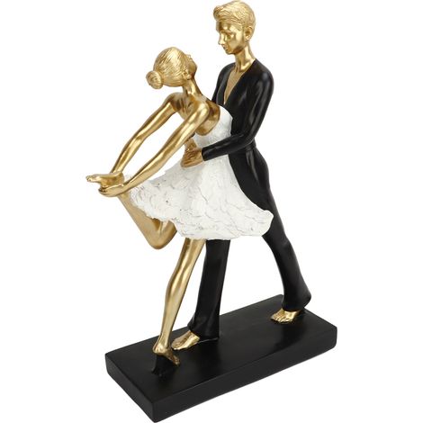 Sculpture romantique représentant un couple dansant, décoration en résine, élégante statue de danseurs de ballet, couleur or 7130W‑01 (1/5)