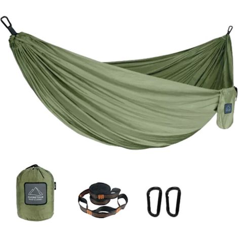 Hamac extérieur en nylon résistant, avec toile pare-soleil intégrée, stabilité renforcée anti-basculement, montage rapide en extérieur – idéal pour le camping, la détente ou les balançoires, charge ma (1/5)