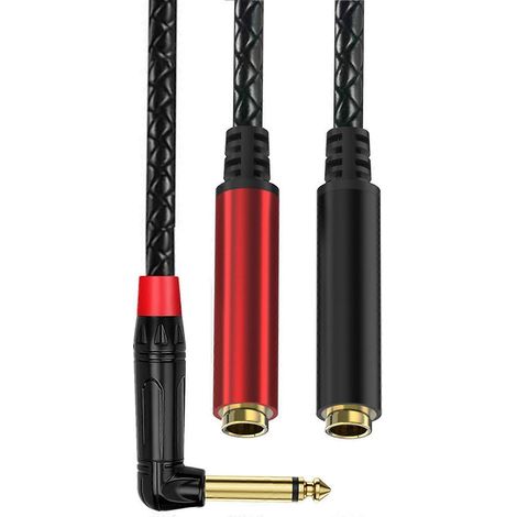 Câble adaptateur répartiteur en Y stéréo mâle 6,35 mm vers double femelle 6,35 mm pour casque et haut-parleurs (multicolore) (1/5)