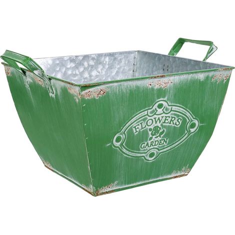 Macetero de metal verde 29.5/24x24x16.5/19 b:15.5x15.5 (1/5)