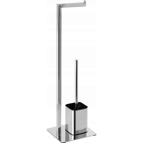 Soporte para papel higiénico y cepillo de baño AWD INTERIOR 1975 plateado c 1 pieza. (1/3)