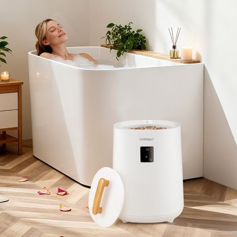 Chauffe-serviettes de Salle de Bain Chauffe-couvertures de 18 L avec Écran LED et Arrêt Automatique Seau Portable Blanc (1/2)