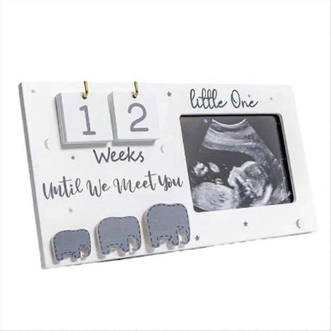 Cadre photo pour échographie de bébé, compte à rebours des semaines, photo de grossesse (1/5)