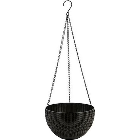 Panier suspendu simple en rotin imitation rotin vert pour radis, avec chaînette de suspension - noir (ensemble complet) Moyen : di (1/5)