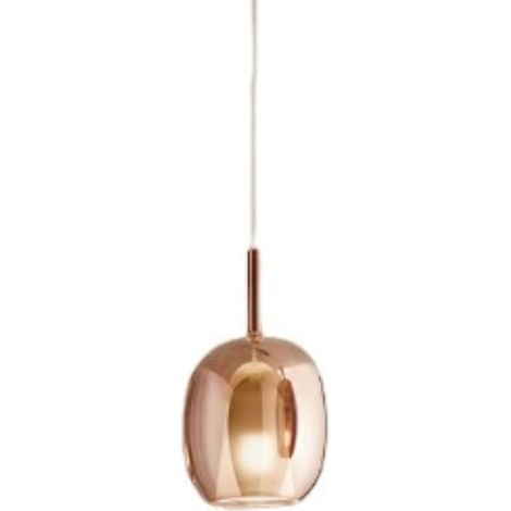 Suspension En Verre Borosilicaté Cuivre Miroité, Câblage E27, Design Moderne 17,5X30,5 Cm, Câble Réglable 300 Cm - Luminaire De Marque Perenz (1/2)