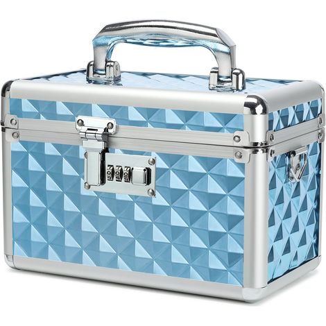 Boîte de Rangement avec verrou à Combinaison, boîte de Stockage de médicaments verrouillable, boîte de Premiers Secours Vide, boîte de sécurité (Blue, Small) (1/5)