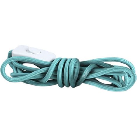 1,5 m Textilkabel (2 x 0,75 mm) Stecker + Schalter Türkis GSC 001102962