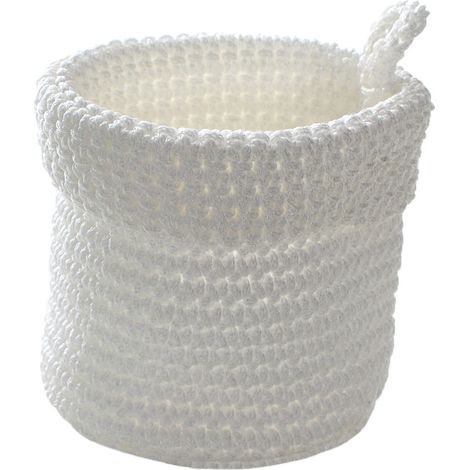 CALICOSY - Panier rond maille crochet blanc 12x10cm (1/4)