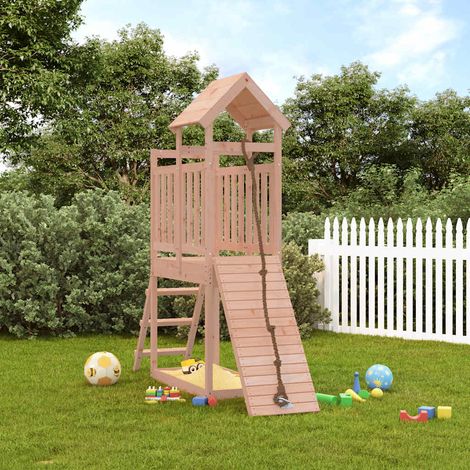 Aire de Jeux Maisonnette de jeu avec mur d'escalade Maison enfant exterieur bois massif Douglas 44623 (1/5)