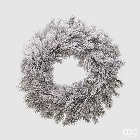 EDG Enzo De Gasperi Corona di Pino West Artificiale Innevata White Green Ø56 cm – Decorazione di Natale (1/2)