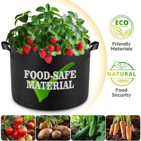 Sacs De Culture - 5 Gallons - Tissu Non Tissé 300 G - Ventilés Avec Poignées - Pour Tomates Pommes De Terre Légumes - Lot De 5 (1/5)