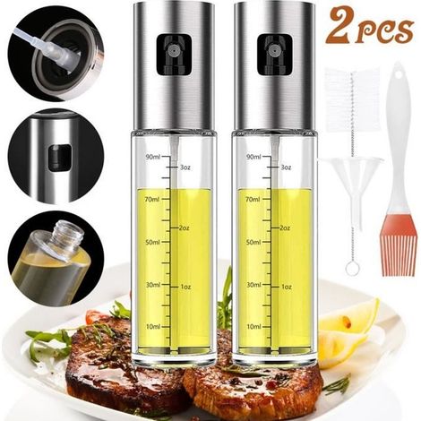 Vaporisateur d\'huile et de vinaigre,2PCS Pulvérisateur d\'huile 100ml,avec 1 Brosse et 1 Entonnoir 1 Brosse à huile,pour Cuisine/BBQ