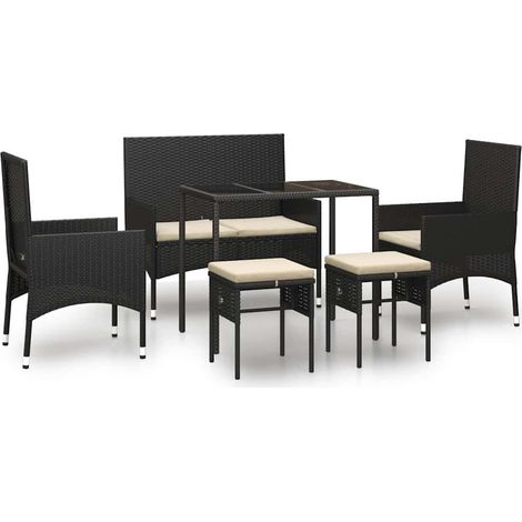 Maison Exclusive - Set Mobili da Giardino 6 pz con Cuscini in Polyrattan Nero