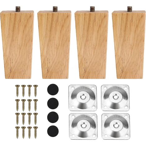 Lot de 4 Pied De Meuble Bois Massif, Pied de lit, Pied de Table Bois de Remplacement pour canapé Pieds de lit Fauteuil Table de Nuit Meuble TV(10cm) (1/5)