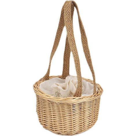 Sac rond en rotin, sac de plage en paille tressée à la main, sac bandoulière en corde de chanvre tressée pour enfants, petit sac de pique-nique en paille (1/5)