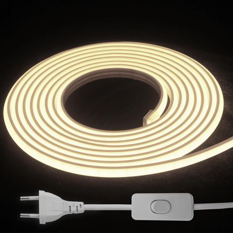 Rubans LED Externe 220V - Bande Lumière LED IP65 Étanche, Décoration Jardin & Intérieur, 3000K, 2m