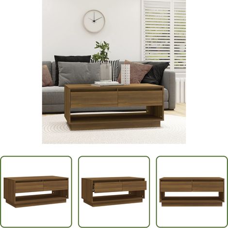 Wohnzimmer - Couchtisch Braun Eichen-Optik 102,5x55x44 cm Holzwerkstoff (1/5)