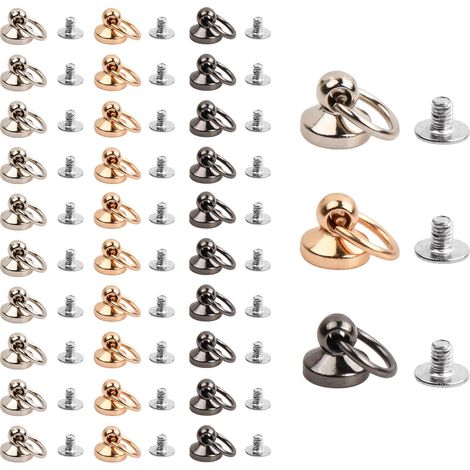 Rivets avec Anneau en Métal 30 Pcs, 10mm Clous à Rivets en Laiton avec Vis Massif Rivet à Anneau en O Goujon pour Bricolage en Cuir Artisanat Sac à Dos Ceinture Bourse Accessoires (1/5)