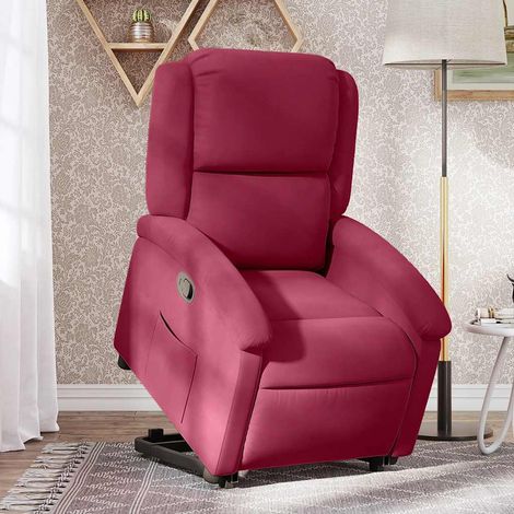 Fauteuil inclinable-Chaise de relaxation-Fauteuil Relax Rouge bordeaux Velours 515718 (1/5)