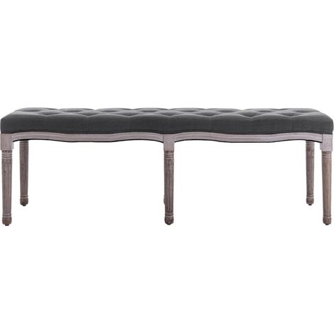 Maison Exclusive - Bank Leinen Massivholz 150x40x48 cm Dunkelgrau