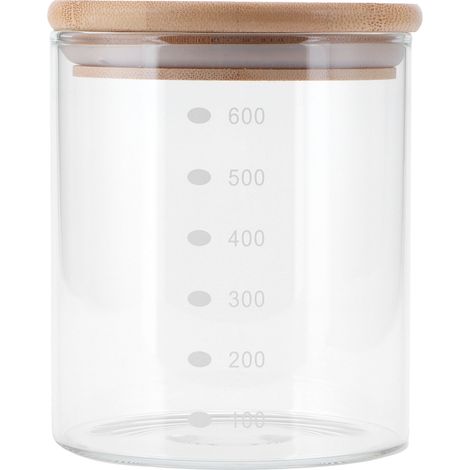 Bocal de Conservation Alimentaire en Verre Borosilicate avec Couvercle en Bambou 600ml (1/5)