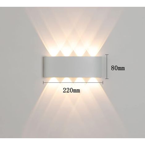 Quadratische dekorative Wandleuchte aus Aluminium, 110-220 V, für Wohnzimmer, Treppenhaus, 8 W LED - weiß (Netzkabel erforderlich)