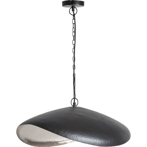 Lustre contemporain en fer noir finition sablée design suspendu - Noir finition sablée contemporaine (1/5)
