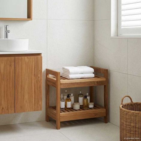 vidaXL Mensola da bagno Naturale 45 x 30 x 45 cm Legno di teak solido