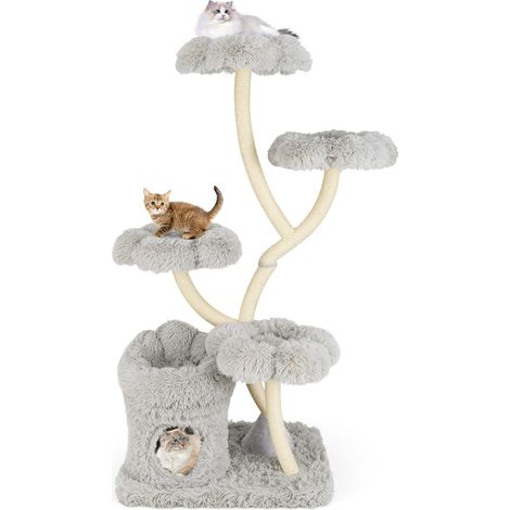 Tiragraffi multilivello da 165 cm con cuccia comfort 2 in 1 e tiragraffi in sisal grigio 200010107