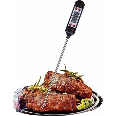 Thermometre Cuisine, Thermomètre de Cuisson, Thermometre à Viande, à Lecture Instantané avec Longue Sonde Thermomètre de Cuisson Numérique pour Le Grill Barbecue Fumoir Cuisine Huile Friand (1/5)