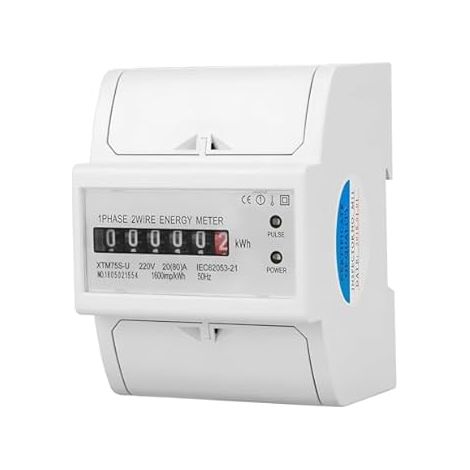 Energiezähler, Digital 1-Phasen 2-Draht 4P Einphasen-Stromzähler DIN-Schienen-Messgerät Elektronischer KWh-Zähler 220V (20(80) A) (1/4)