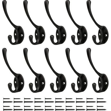 Patère Porte Manteau Mural Crochets Chapeau Crochets Muraux Robustes Avec Vis En Métal, Pour Cuisine Salle De Bains Chambre D\'essayage （Noir 10 Pcs）