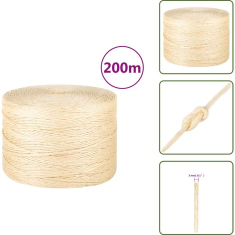 Corde 100 % sisal 3 mm 200 m - Corde Sisal - Corde Naturelle - Corde Résistante - Corde Multi-usage - Corde Bricolage (1/5)