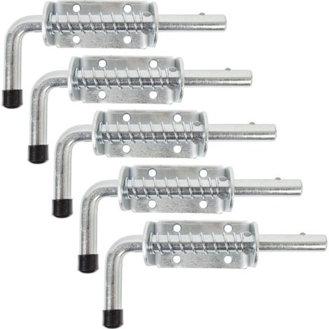 Verrou de box à ressort avec poignée en acier passivé – platine 85 x 40 mm – Marque