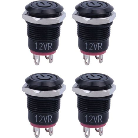 Adecuado para modificaciones de automóviles caseras que utilizan un interruptor de botón de encendido instantáneo con tapa metálica LED de 12 V 2 A y 9,5 mm, de color rojo.