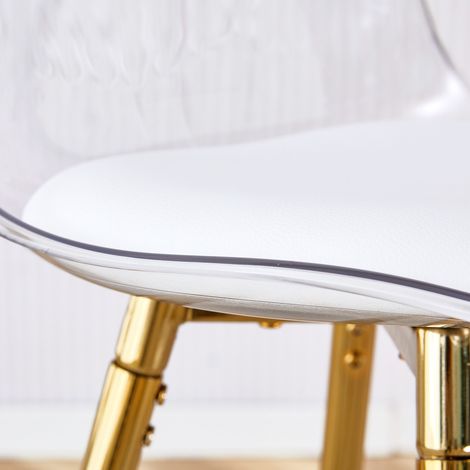 2er-Set Barhocker mit transparentem Lehnen, Goldgestell, Hochstuhl – für Café, Wohnzimmer und Thekenbereich (1/5)