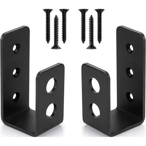 Support de sécurité - Lot de 2 - Barre en U - Pour bois 2x4 - Acier 3 mm noir (1/4)
