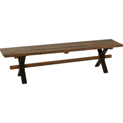 Banc vieilli en bois marron assise authentique et chaleureuse - Bois vieilli marron chaleureux (1/5)
