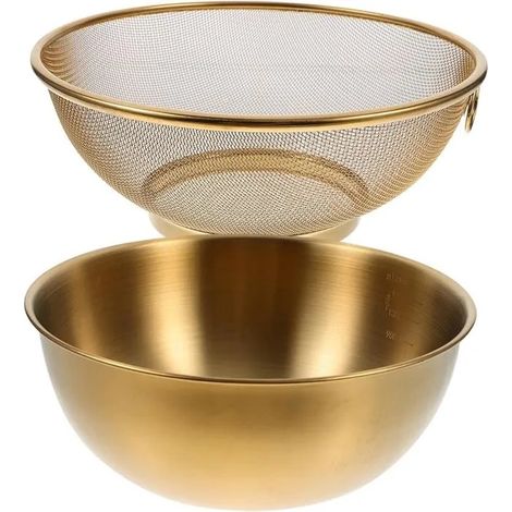 Duo Passoire et Bol Inox 22cm - Égouttoir Rapide à Mailles Serrées Multicolore PASSOIRE (1/5)