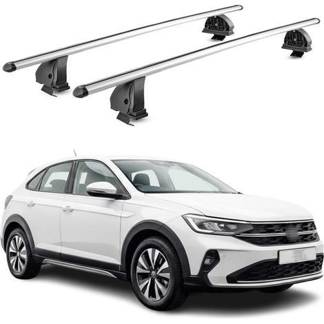 OMAC Aluminium Dachträger Querträger für VW Taigo 2021-2026 – TÜV / DIN 75302:2019 – Abschließbar – T-Nut – Max. 75 kg – 2 Stangen – Silber (1/5)