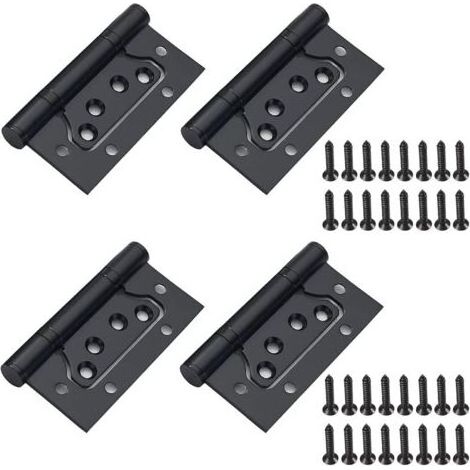 4 Pièces Charniere, 100mm Acier Inoxydable Noir Charniere Porte avec Vis pour Portes Fixes, Portes D'entrée, Portes de Chambres, Portes de Jardin, Avec 8 Trous de Montage (1/5)