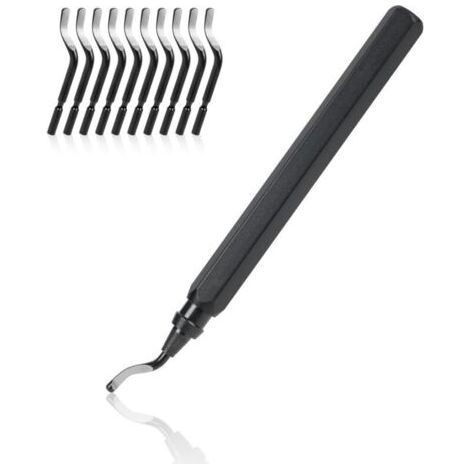 Manual Deburring Tool, 1 Metal Handle + 11 Blades BS1010 HSS 360° Rotating Metal Deburring Blades for 3D Printing Pipes, Plastic, Aluminum, Copper, PVC and Steel (1/5)