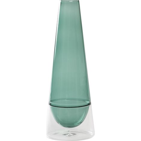 Vaso Conosfera 163 in vetro borosilicato soffiato a mano, design slanciato ed elegante, tecnica incalmo, colore Verde lago, altezza 163 centimetri