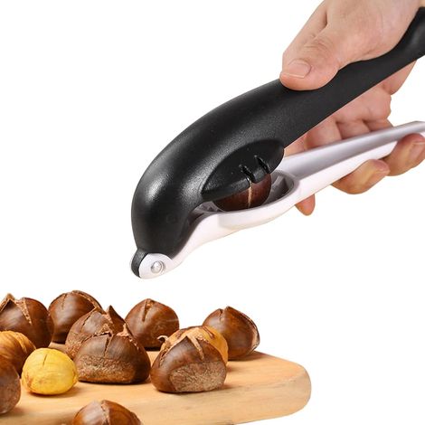 Pinzas para castañas, herramienta manual para pelar castañas, pinzas para nueces con forma de delfín, pinzas para nueces pecanas, pinzas de acero inoxidable, negras (1/5)