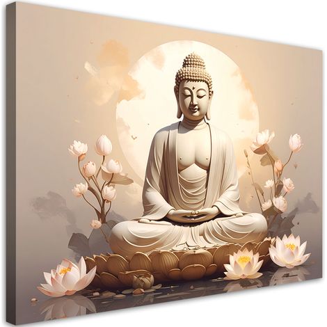 Stampe su Tela, Buddha in meditazione in una composizione pacifica e armoniosa. - 60x40 (1/2)